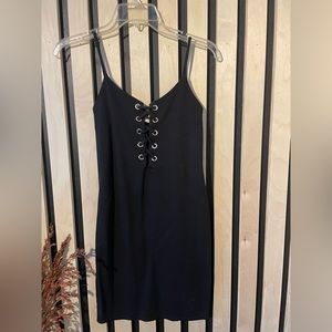 Marshalls Black Lace-Up Mini Dress